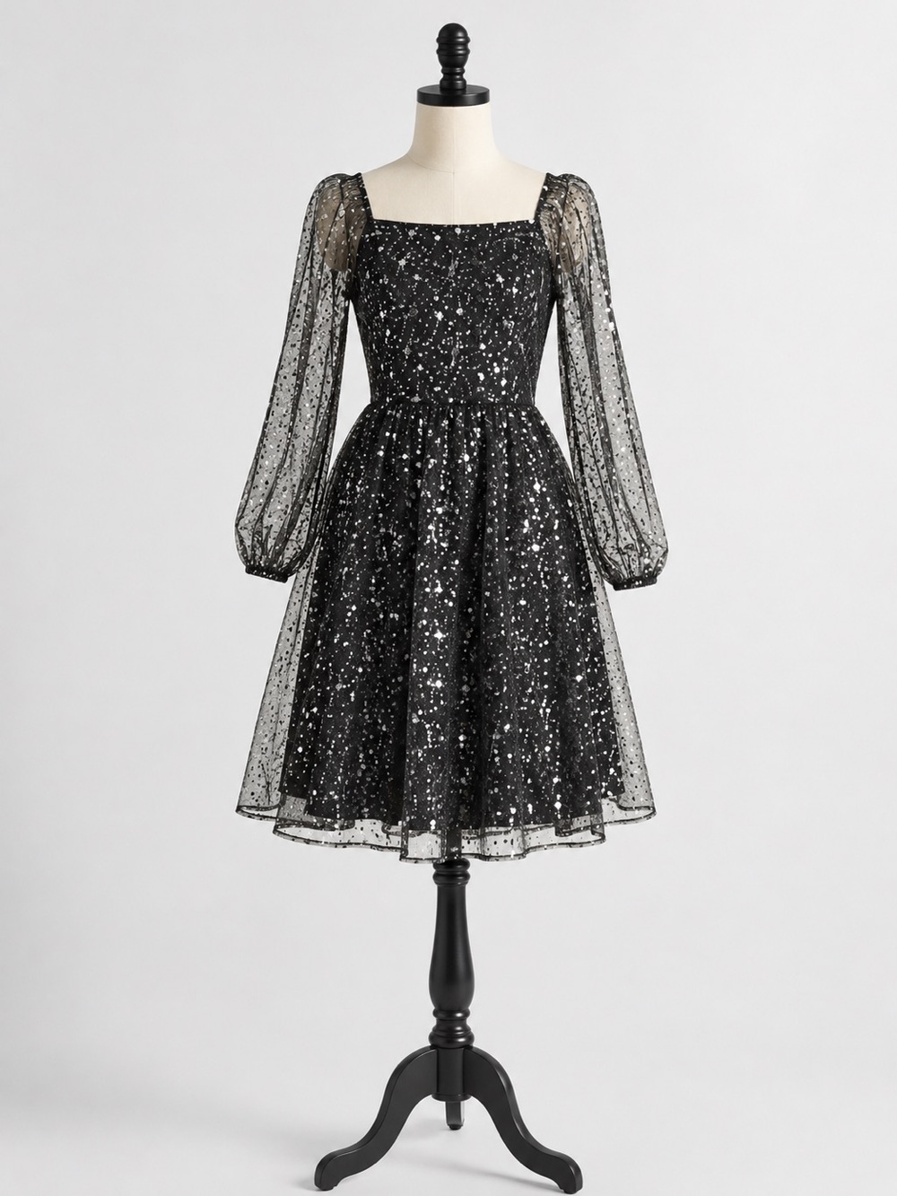 FAO Schwarz Girls Star Metallic Mesh Dress - Black, L (Size 10/12) NWT!